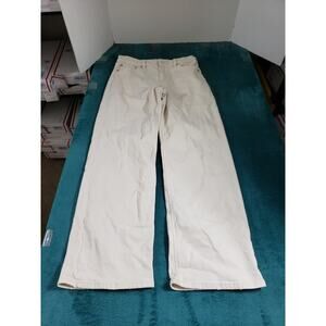 American Eagle Jeans Size 4 Womens White Stretch Pants Baggy Wide Leg Stove Pipe